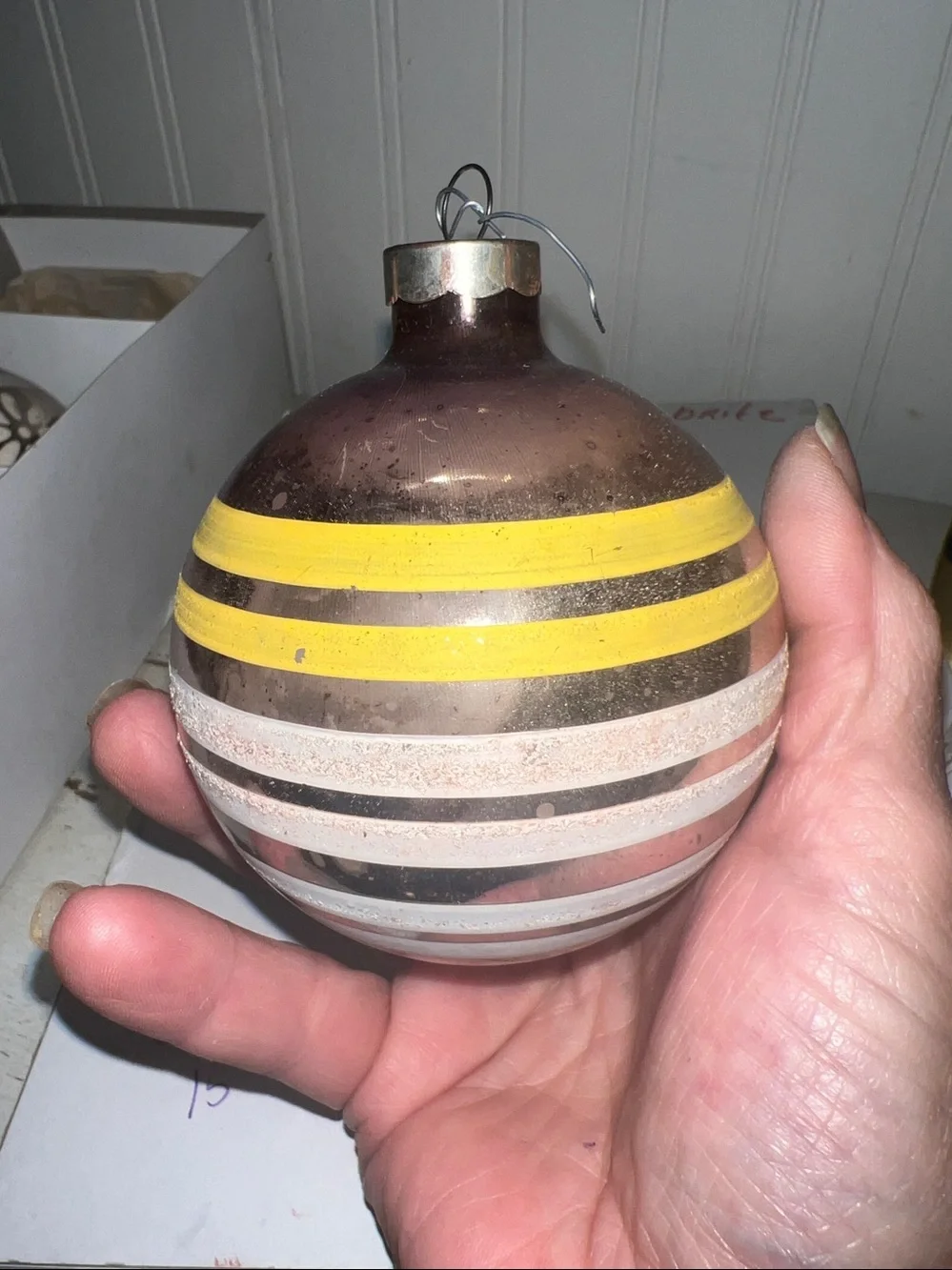6 Antique Shiny Brite Mercury glass large ornaments mica